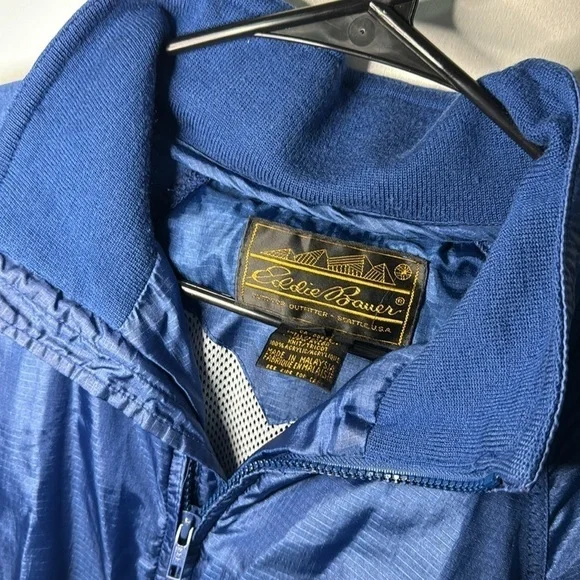 Eddie Bauer Men's Navy Blue Jacket med hood windbreak - Picture 4 of 6